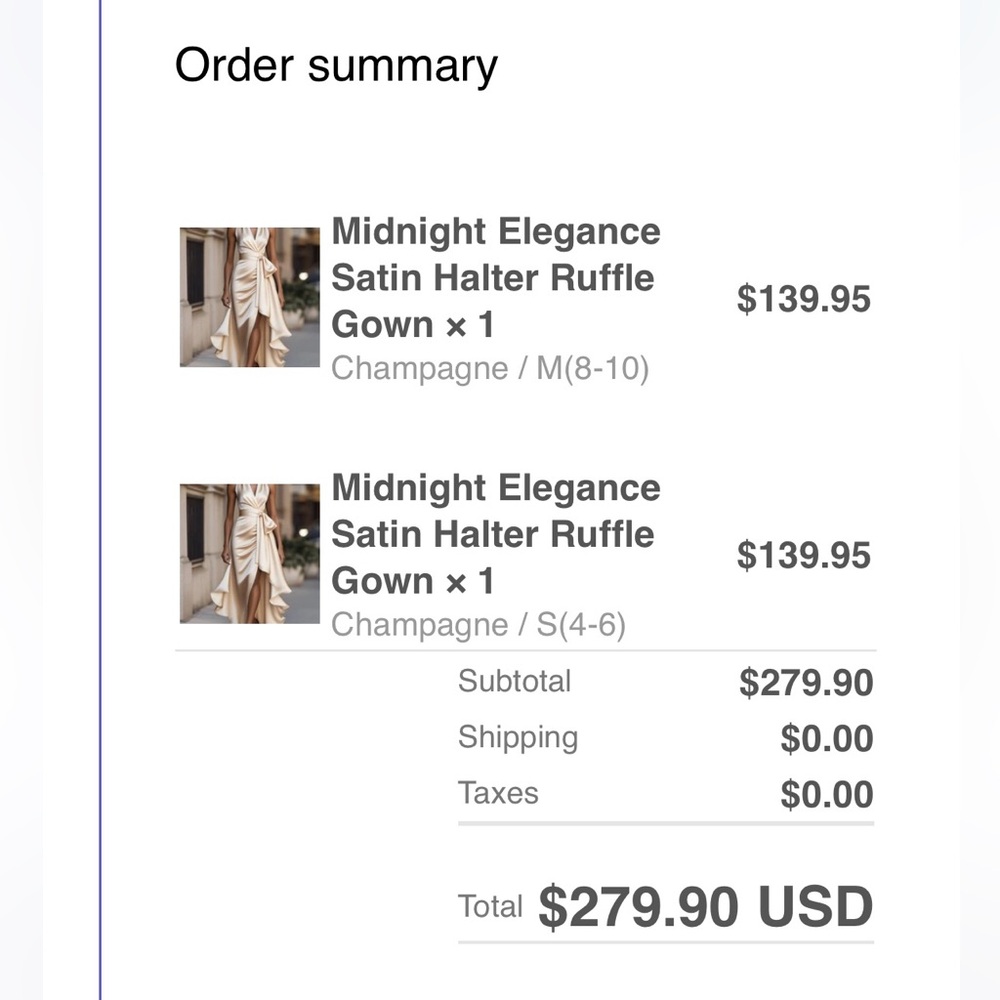 NWT Satin Halter Ruffle Gown (Champagne color) ✨ - Picture 3 of 6